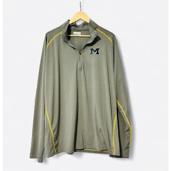 Columbia Michigan Wolverines Long Sleeve Pullover Zip Shirt Men's Gray XL - Picture 1 of 4